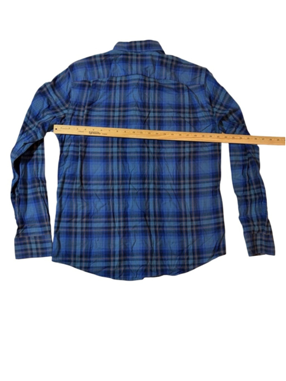L.L.Bean Signature Slim Fit Blue Plaid Button Front Flannel Shirt Medium - Picture 5 of 6